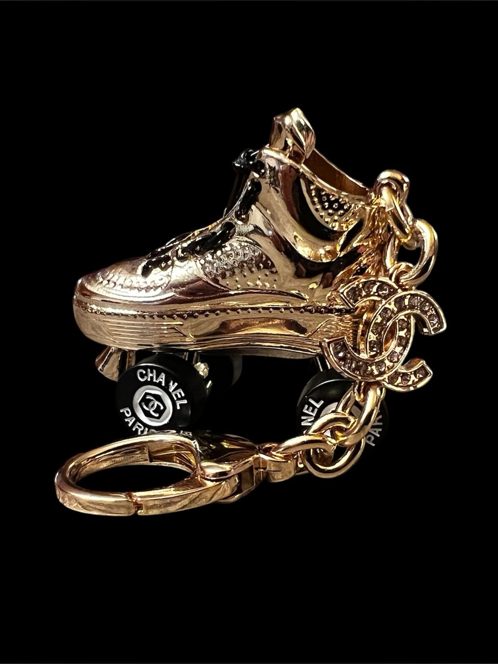 Limited Edition ChaneI  Roller Skate Purse Charm / Keychain with Crystal Logo